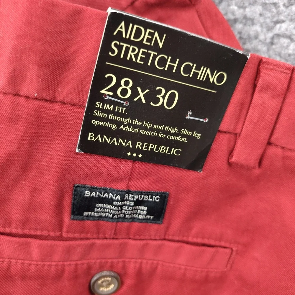 Banana Republic Aiden Slim Fit Stretch Chino Pants Red 28x30 Preppy Office NWT